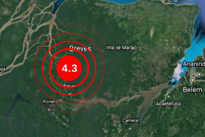 Tremor de terra registrado em Breves, no Pará.