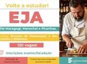 Ifal oferta 120 vagas de cursos EJA nos campi Maragogi, Marechal Deodoro e Piranhas