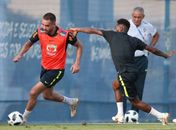 Renato e Fred no treino de preparação para o jogo contra o México