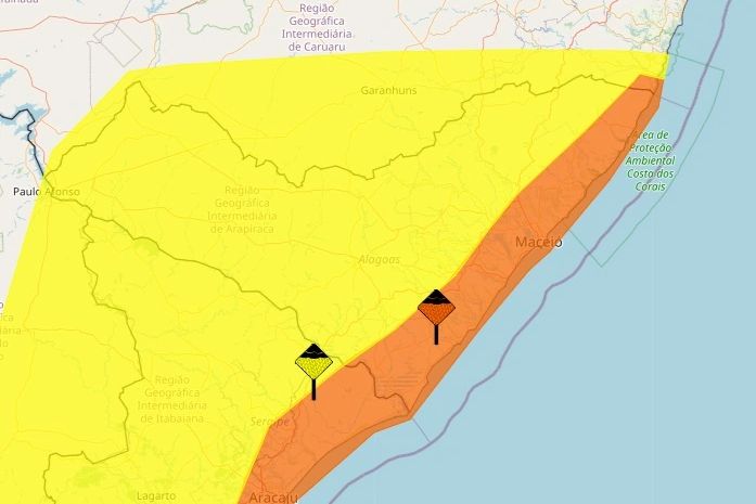 Inmet emite alertas de chuvas para os 102 municípios de Alagoas