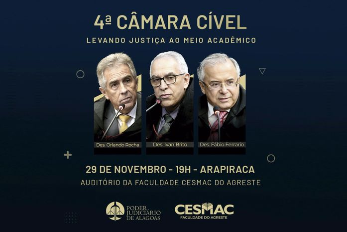 4ª Câmara Cível leva sessão para o Cesmac de Arapiraca nesta quarta (29)