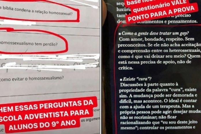 Escola em Belém é acusada de homofobia em tarefa: 'Homossexualismo tem perdão?'