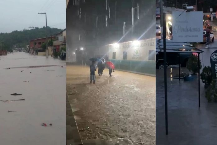 Vídeos: Fortes chuvas causam transtornos e alagamentos em cidades do interior do Estado