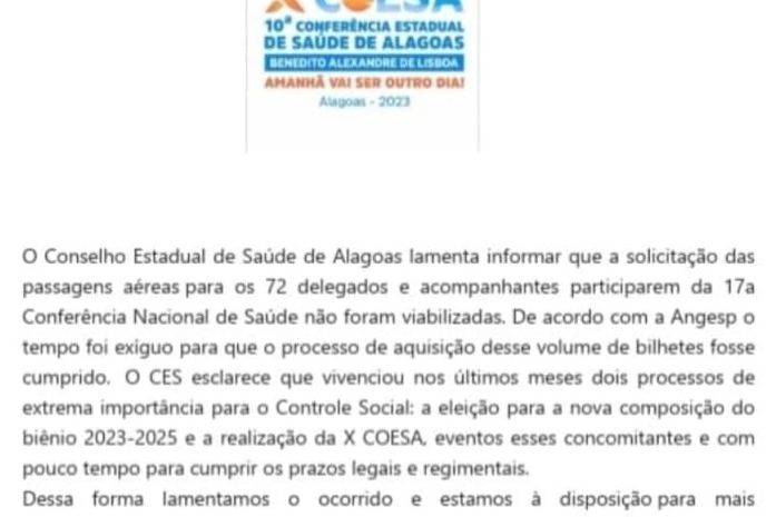 SESAU garante transporte terrestre, com conforto, para participação de representantes de Alagoas, na Conferência Nacional de Saúde