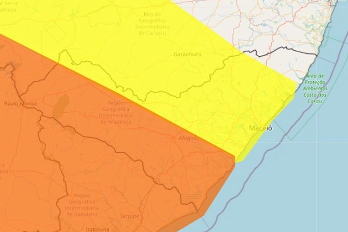 Inmet divulga dois alertas de chuvas intensas para municípios alagoanos