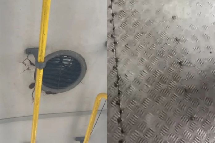 Passageiros se revoltam com goteira dentro de transporte público de Maceió