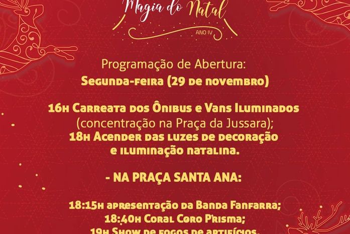 Prefeitura de Santana do Mundaú divulga programação da 5ª edição do projeto Vivendo a Magia do Natal