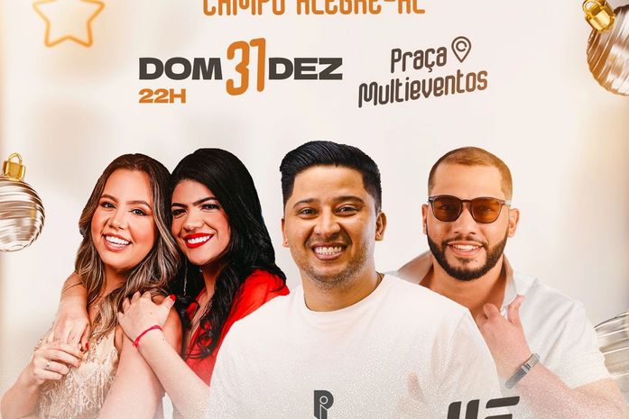Réveillon de Campo Alegre terá shows com Israel Peruanno, Mari e Rayanne e Wesley Farra  