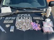 Cães farejadores ajudam PM a encontrar armas e drogas escondidas em mata no Agreste