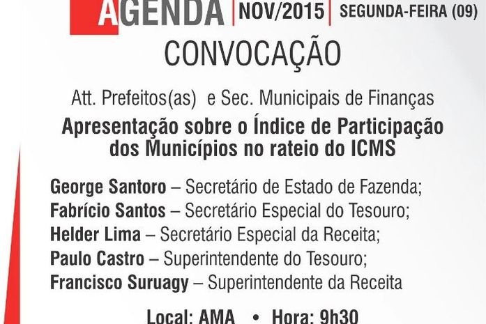 Reunião da AMA irá discutir índice de arrecadação do ICMS