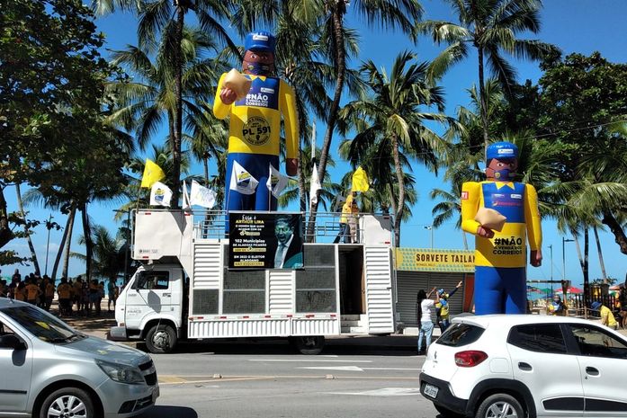 Ato contra privatização dos Correios, em Maceió