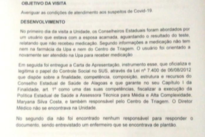 Conselho Estadual de Saúde aponta falhas no Centro de Triagem para Covid-19 em AL