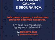 Defesa Civil de Arapiraca dá dicas para prevenção durante as chuvas
