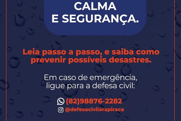 Defesa Civil de Arapiraca dá dicas para prevenção durante as chuvas
