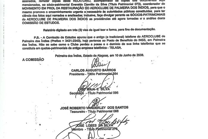 Relatório preliminar realizado por uma Comissão de Estudos