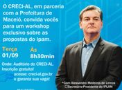 CRECI-AL e Prefeitura de Maceió realizam workshop gratuito sobre o novo Plano Diretor nesta terça-feira (01)