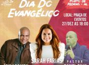 Artistas que estarão comandando a festa evangélica na sexta; Áquila & Banda, Sarah Farias e o pastor Daniel Silva.