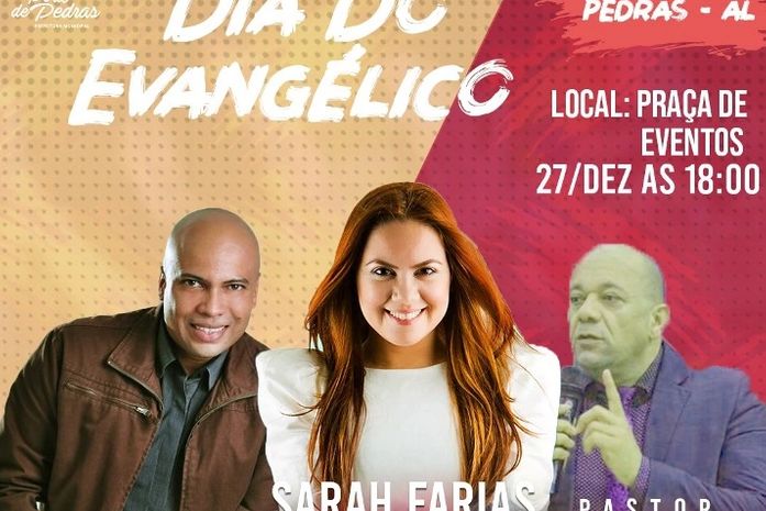 Artistas que estarão comandando a festa evangélica na sexta; Áquila & Banda, Sarah Farias e o pastor Daniel Silva.