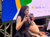 Ao lado da Ministra da Mulher, Márcia Lopes,a secretária, Marília Albuquerque palestra, na Caravana Federativa do Governo do Brasil