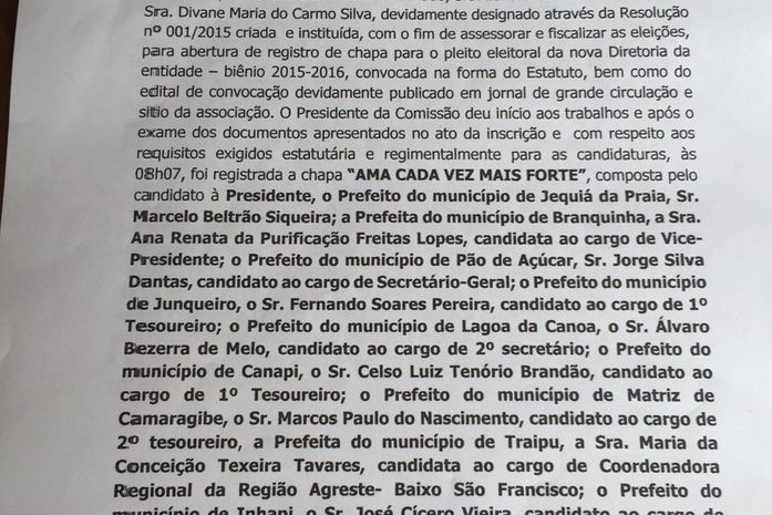 Superintendente da AMA afirma que processo de inscrições das chapas ocorreram dentro da legalidade