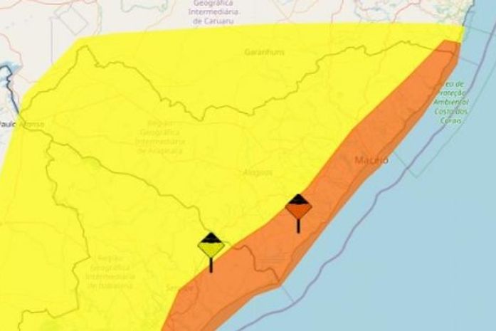 Inmet emite alerta de chuvas intensas para municípios do litoral alagoano