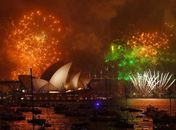 Fogos de artifício marcam a chegada de 2018 no porto de Sydney, na Austrália.