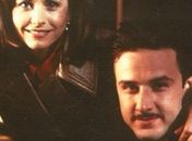 Courteney Cox e David Arquette na época das filmagens do primeiro ''Pânico''