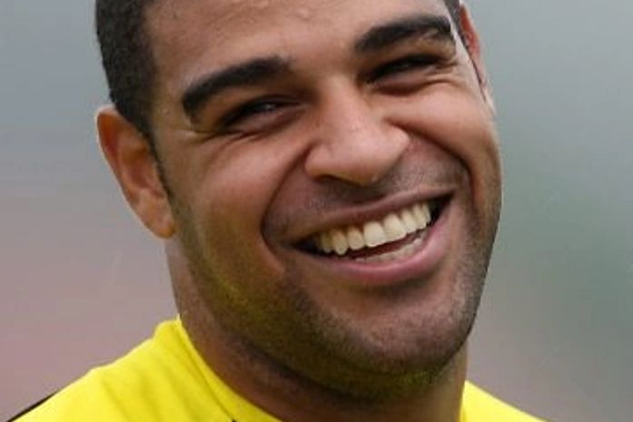 Adriano no treino do Flamengo na Granja Comary
