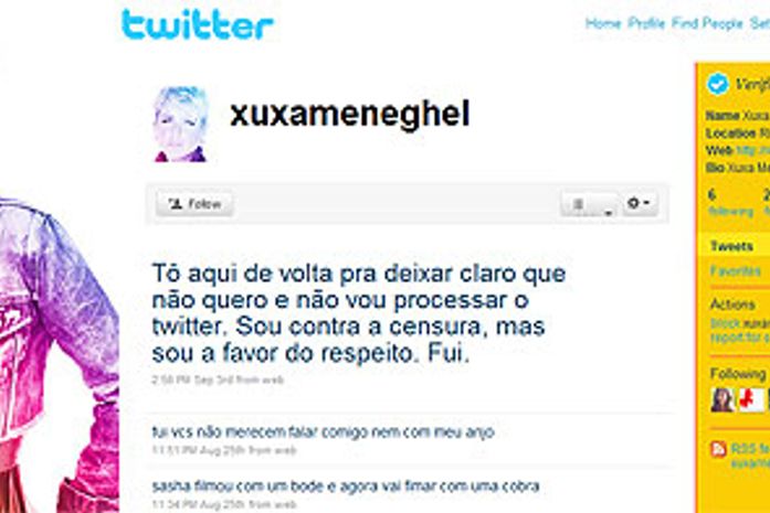 Xuxa em guerra com o twitter