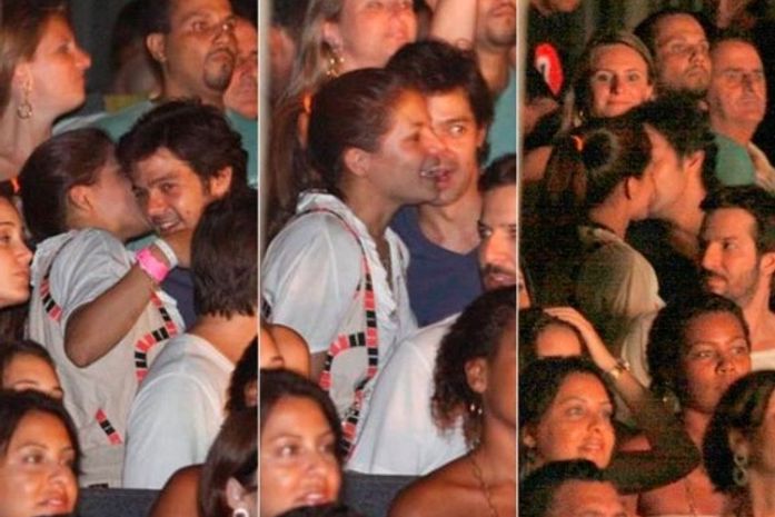 Bons amigos? Nívea Stelmann e Bruno Mazzeo são clicados aos beijos