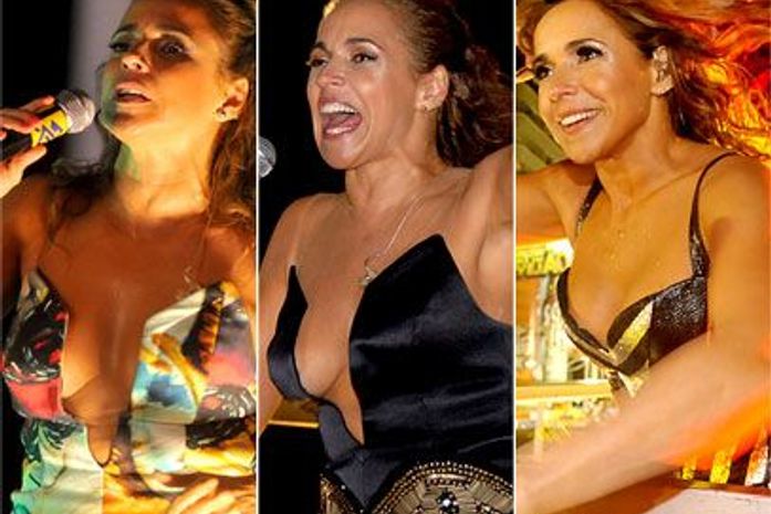 Daniela Mercury abusa dos decotes no Carnaval de Salvador