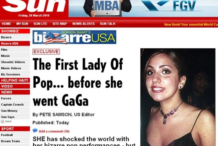 Site publica foto de Lady Gaga antes da fama