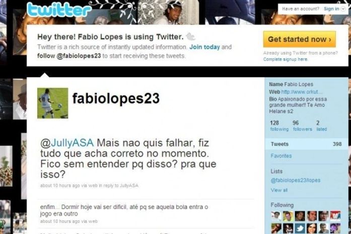 Twitter: Fabio Lopes lamenta gol perdido contra o Vasco