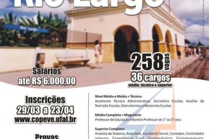 Abertas inscrições para o concurso público de Rio Largo