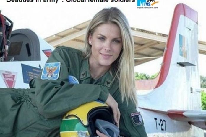 A apresentadora da TV Record Ana Hickmann posa com o uniforme da FAB; agência de notícias chinesa incluiu brasileira em lista de beldades militares