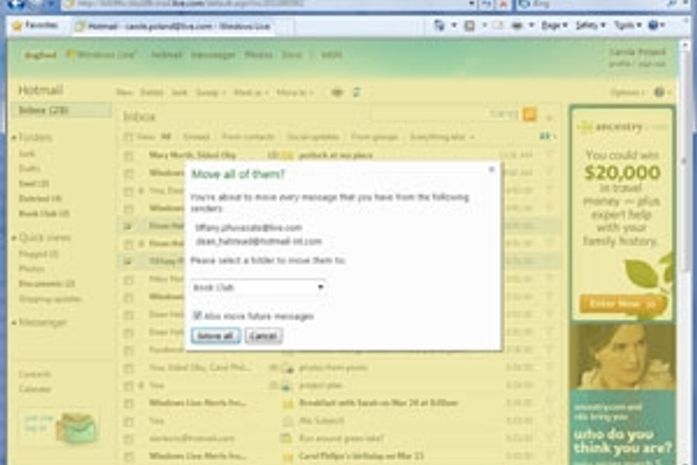 Novo Hotmail traz filtros de mensagens e de
contatos com apenas um clique