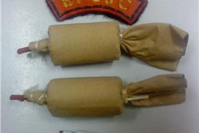Bombas caseiras apreendidas