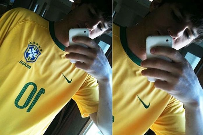 Na torcida pelo Brasil, Ashton Kutcher usa camisa da seleção
