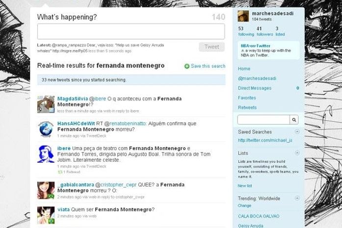 Usuários do Twitter "matam" a atriz Fernanda Montenegro