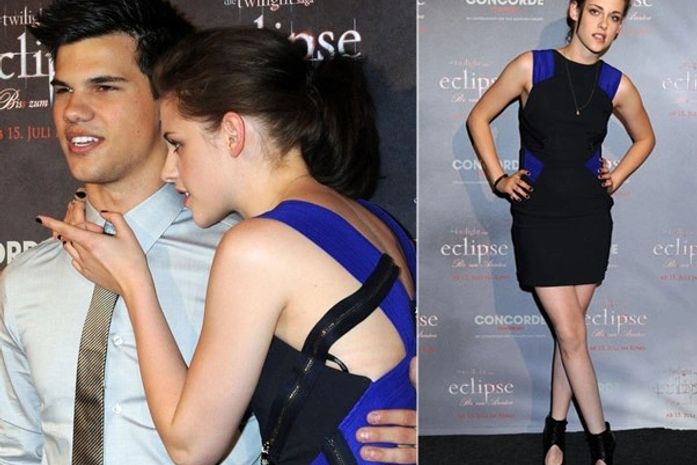 Kristen Stewart e Taylor Lautner cochicham ao pé do ouvido em Berlim