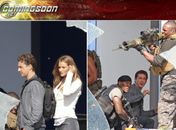 A modelo Rosie Huntington Whiteley e Shia LaBeouf em cena do inédito 'Transformers 3'. 