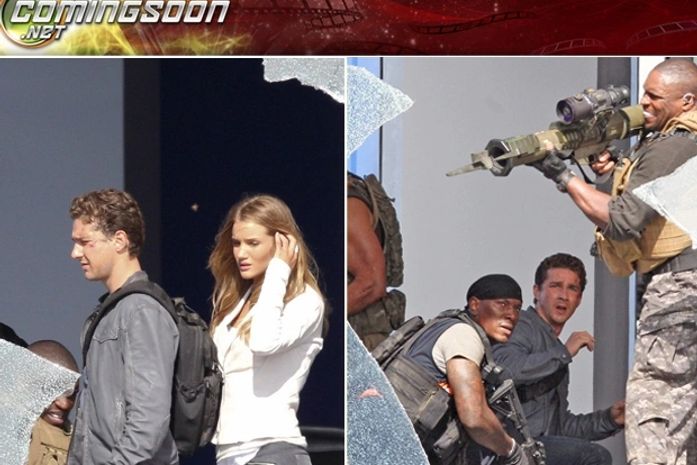 A modelo Rosie Huntington Whiteley e Shia LaBeouf em cena do inédito 'Transformers 3'.