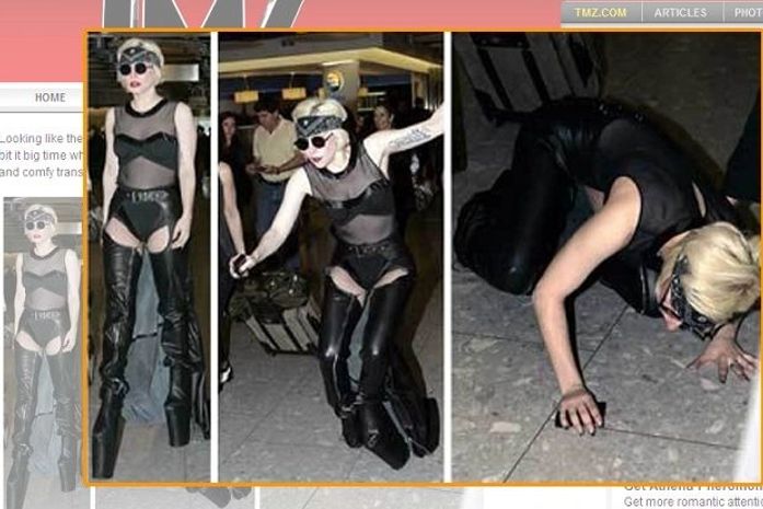 Lady Gaga leva tombo ao usar sapatos plataforma em Londres