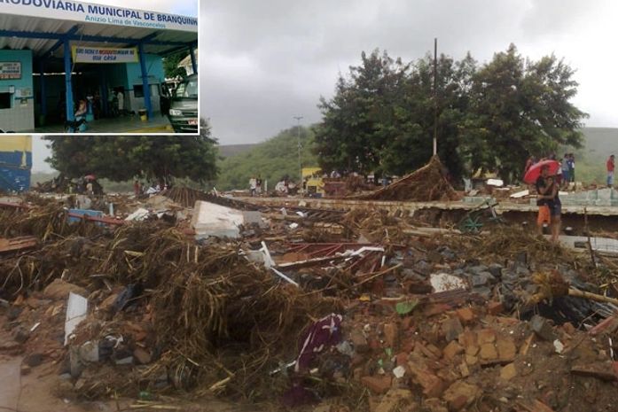A rodoviária de Branquinha também foi destruída