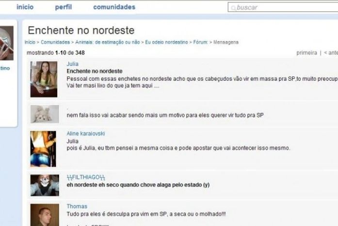 Comunidade no Orkut declara ódio as vítimas das enchentes em AL e PE