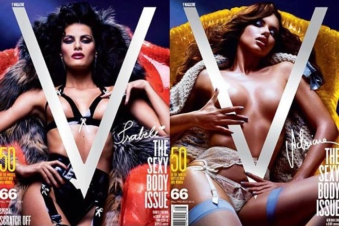 Adriana Lima e Isabeli Fontana fazem topless em capa de revista