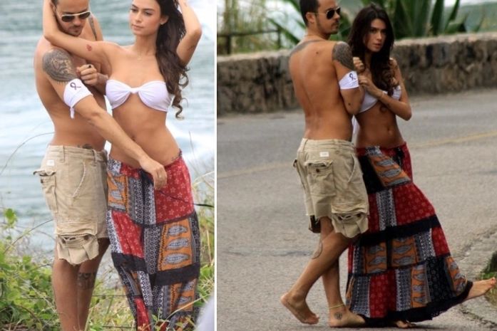 Paulo Vilhena e Thaila Ayala fazem fotos sensuais