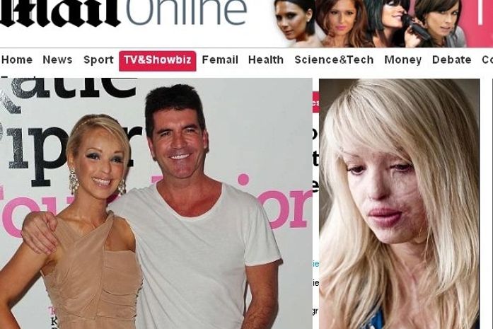 Cowell posa com Katie Piper após longo processo de reconstrução do rosto da ex-modelo, atacada com ácido pelo ex-namorado