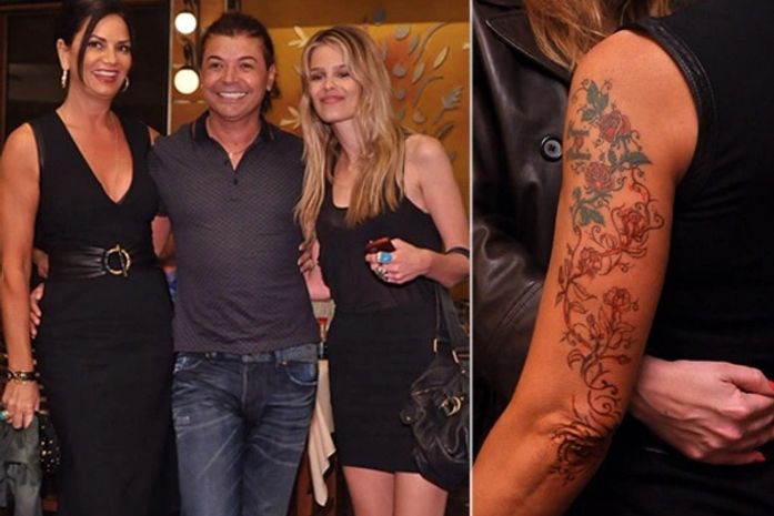 Atenção: Luiza Brunet vai à festa com o braço rabiscado