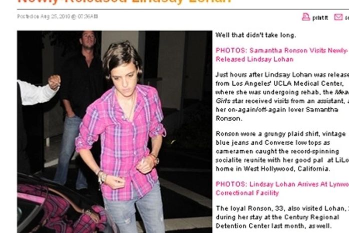 Ex-namorada visita Lindsay após atriz deixar clínica